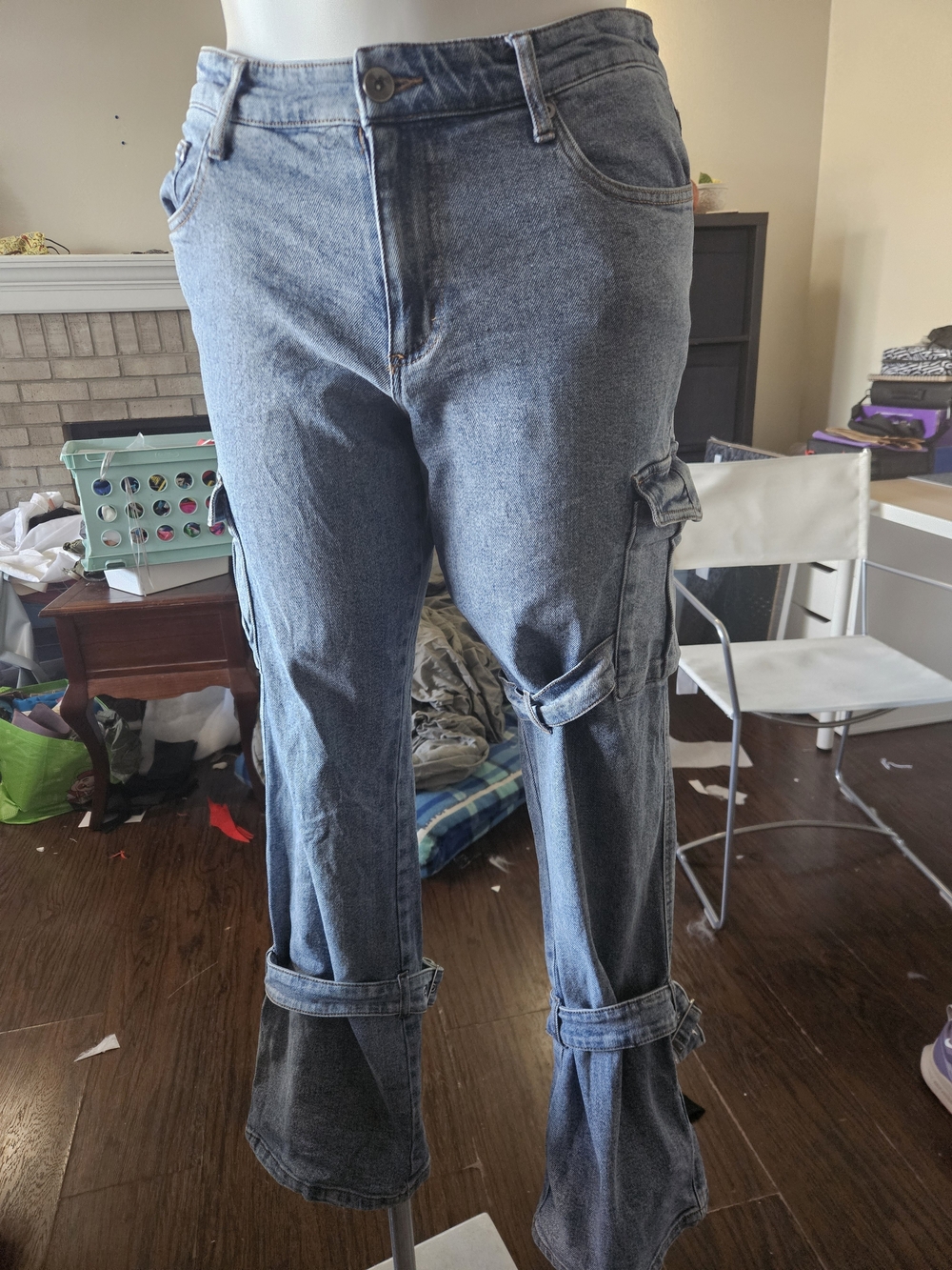 Hot Topic  Women's Dark Blue Strap Detail Bootcut Jeans